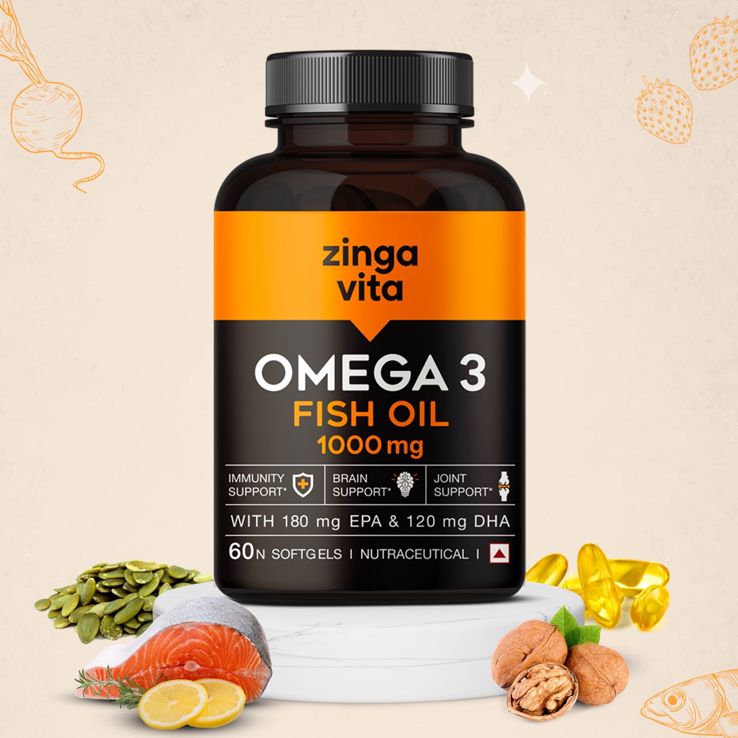 Omega3 Fish Oil Softgels Zingavita