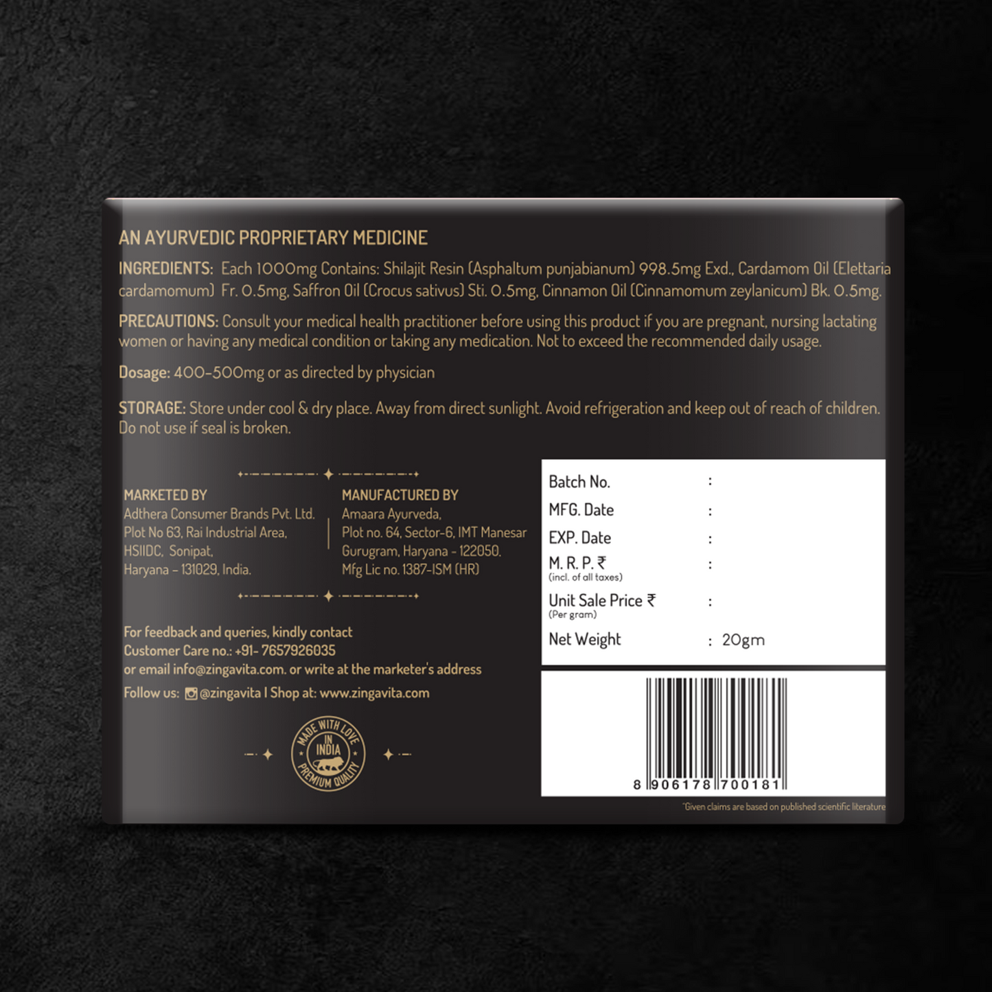 Activated Shilajit Resin